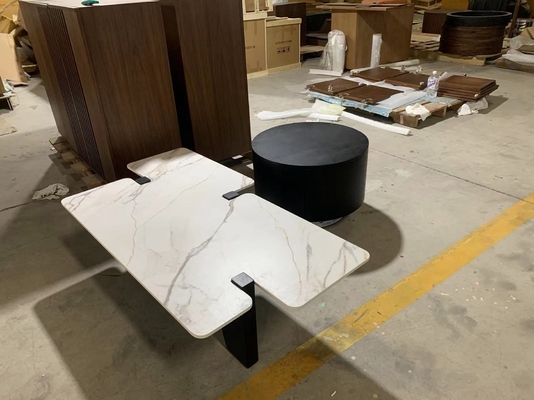 Moderne witte marmer onregelmatige salontafel